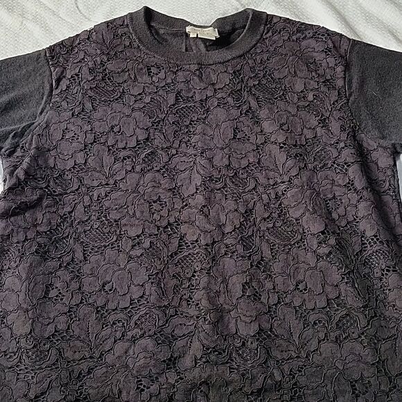 Kate Spade Black Floral Lace Sweater Knit Top Small EUC - Picture 3 of 11